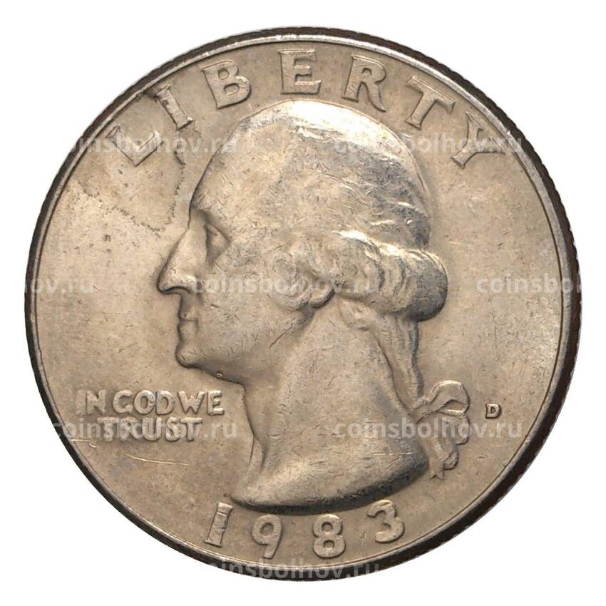 Монета 25 центов (1/4 доллара) 1983 года D — США