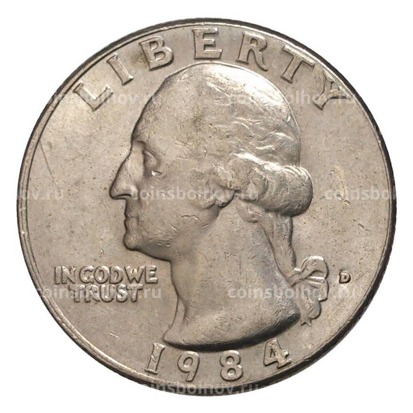 Монета 25 центов (1/4 доллара) 1984 года D — США
