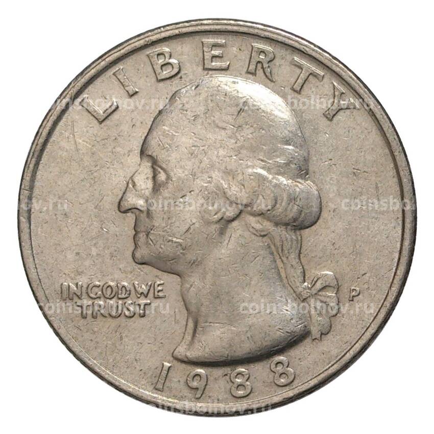 Монета 25 центов (1/4 доллара) 1988 года Р — США
