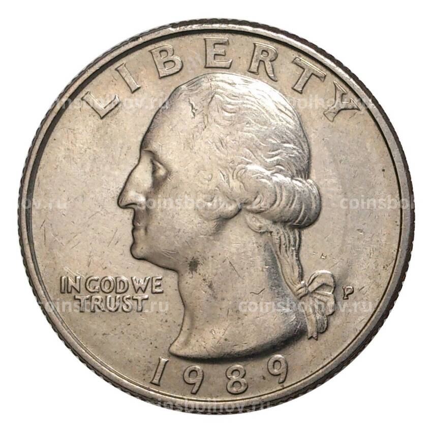 Монета 25 центов (1/4 доллара) 1989 года Р — США