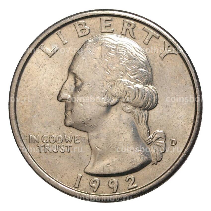 Монета 25 центов (1/4 доллара) 1992 года D — США