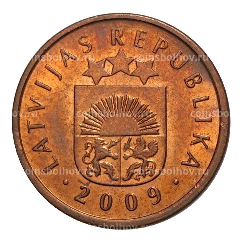 Монета 2 сантима 2009 года Латвия