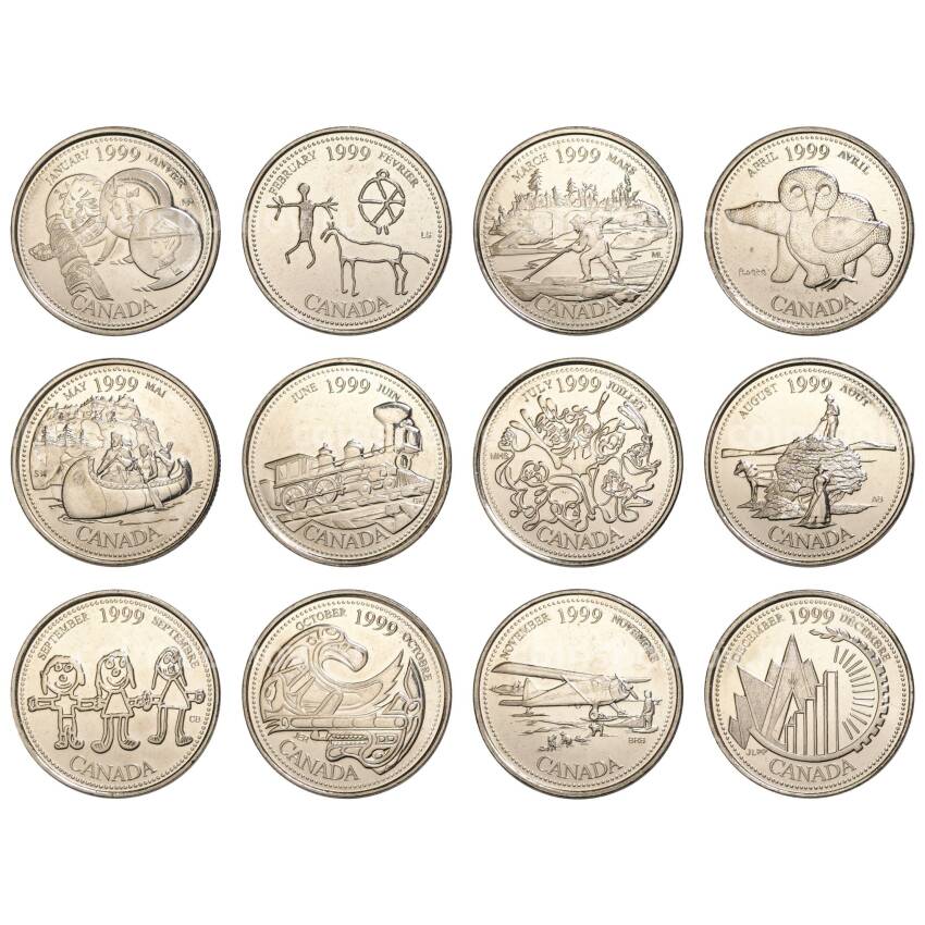 Набор монет 25 центов 1999 года Канада — «12 месяцев»