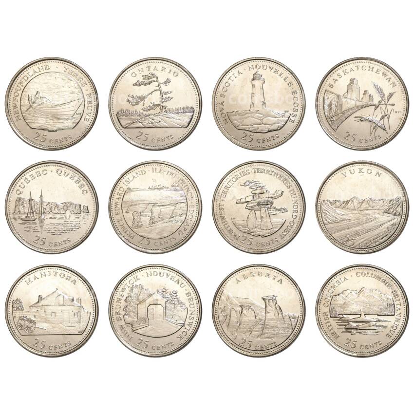 Набор монет 25 центов 1992 года — 125 лет Конфедерации Канада (Провинции)