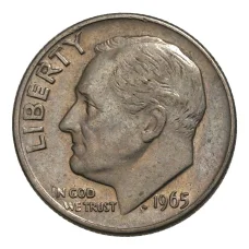 Монета 10 центов (1 дайм) 1965 года США (аверс)