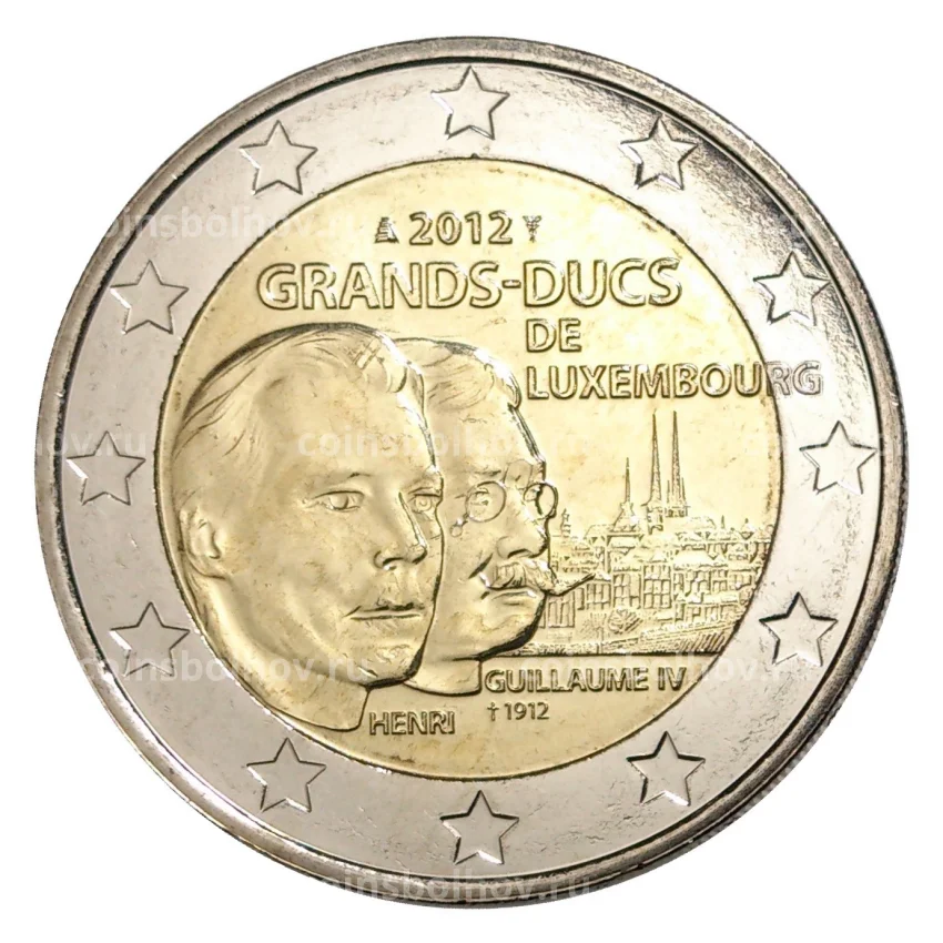 Монета 2 евро 2012 года Люксембург — 100 лет со дня смерти Великого герцога Люксембургского Вильгельма IV