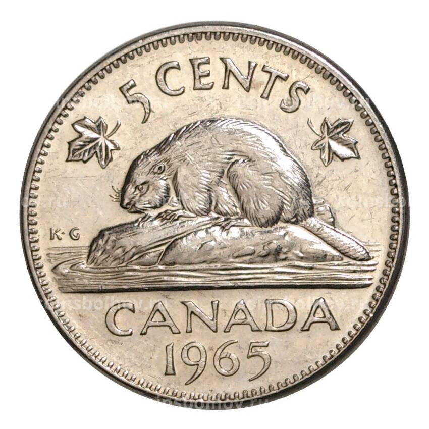 Монета 5 центов 1965 года Канада