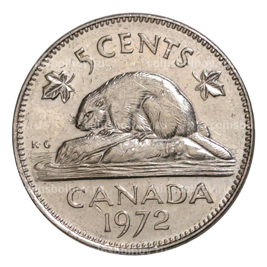 Монета 5 центов 1972 года Канада