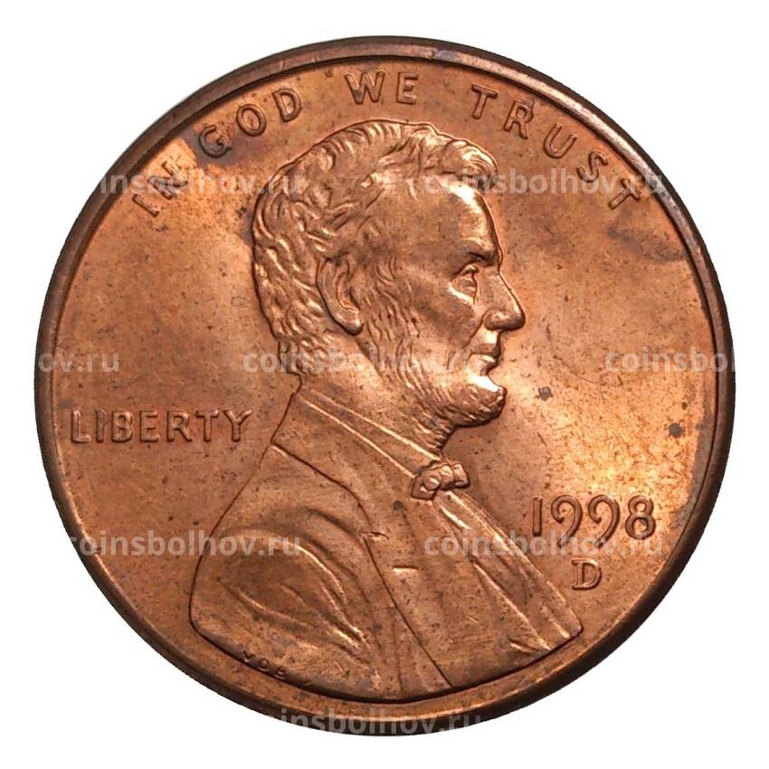 Монета 1 цент 1998 года D — США