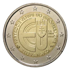 Монета 2 евро 2014 года 10 лет членства Словакии в ЕС (аверс)