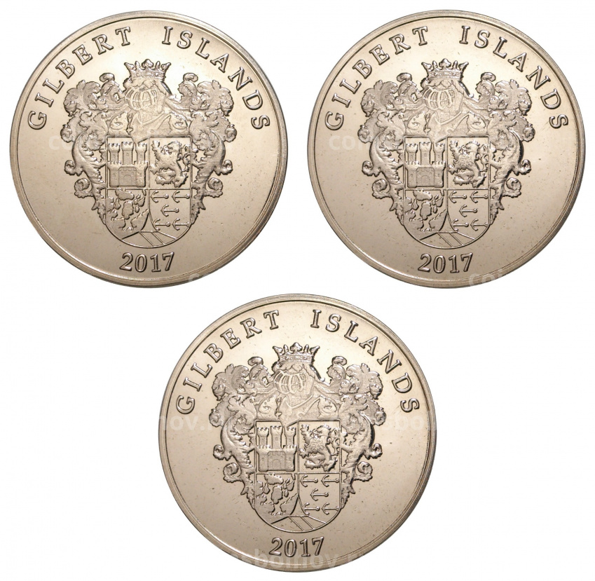 Монета Набор монет 1 доллар 2017 года Острова Гилберта — Парусники (вид 2)