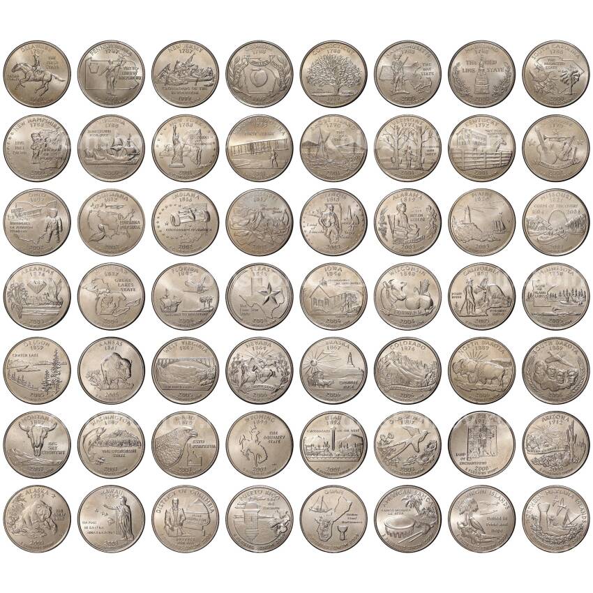 Набор монет 25 центов Штаты и территории