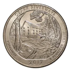 Монета 25 центов 2017 года P Национальные парки — №38 Водные пути Озарк (аверс)