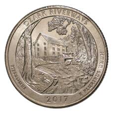 Монета 25 центов 2017 года D Национальные парки — №38 Водные пути Озарк (аверс)