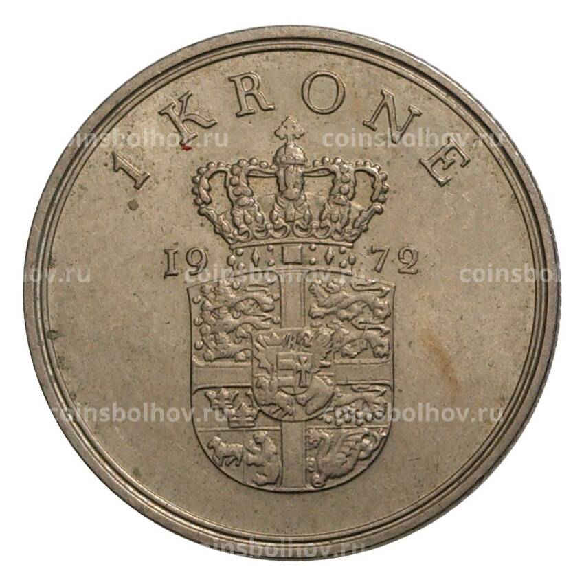 Монета 1 крона 1972 года Дания