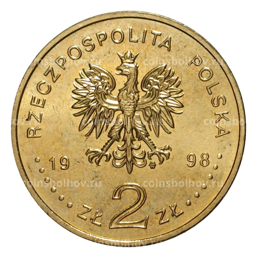 Монета 2 злотых 1998 года 100 лет открытию полония и радия (вид 2)