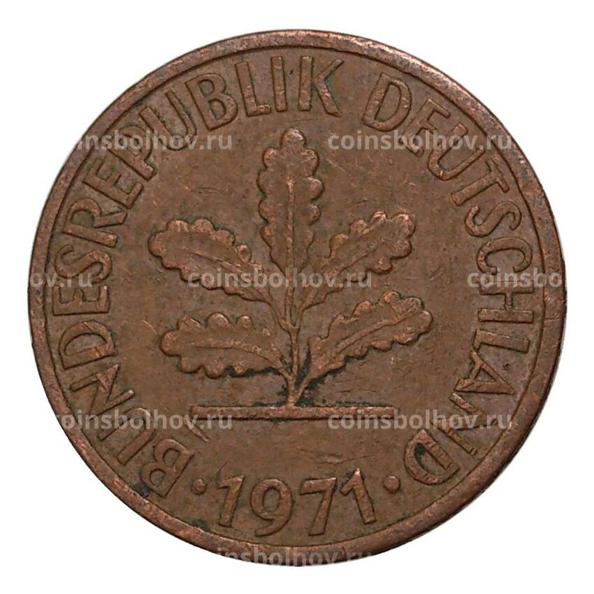 Монета 1 пфенниг 1971 года J — Западная Германия (ФРГ)