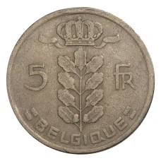 Монета 5 франков 1949 года Бельгия — Надпись на французском (BELGIQUE) (реверс)