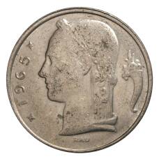 Монета 5 франков 1965 года Бельгия — Надпись на французском (BELGIQUE) (аверс)