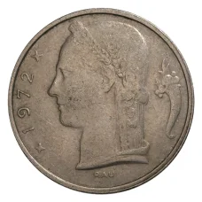 Монета 5 франков 1972 года Бельгия — Надпись на французском (BELGIQUE) (аверс)