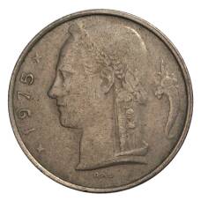 Монета 5 франков 1975 года Бельгия — Надпись на французском (BELGIQUE) (аверс)