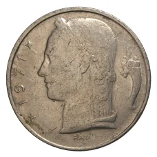 Монета 5 франков 1971 года Бельгия — Надпись на фламандском (BELGIE) (аверс)