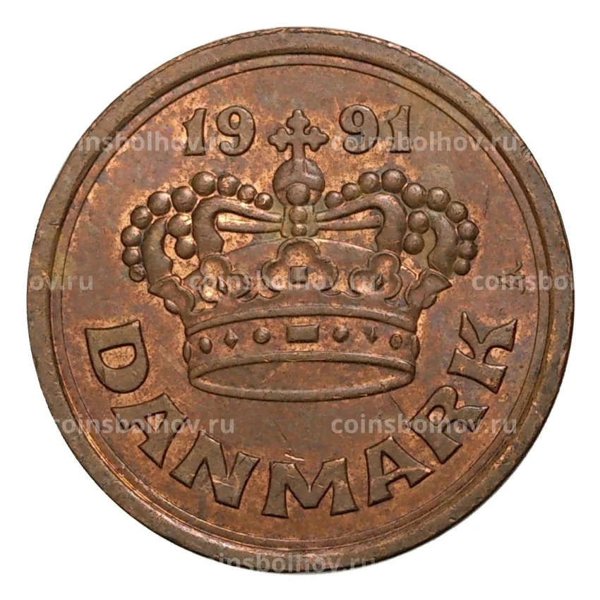 Монета 25 эре 1991 года Дания