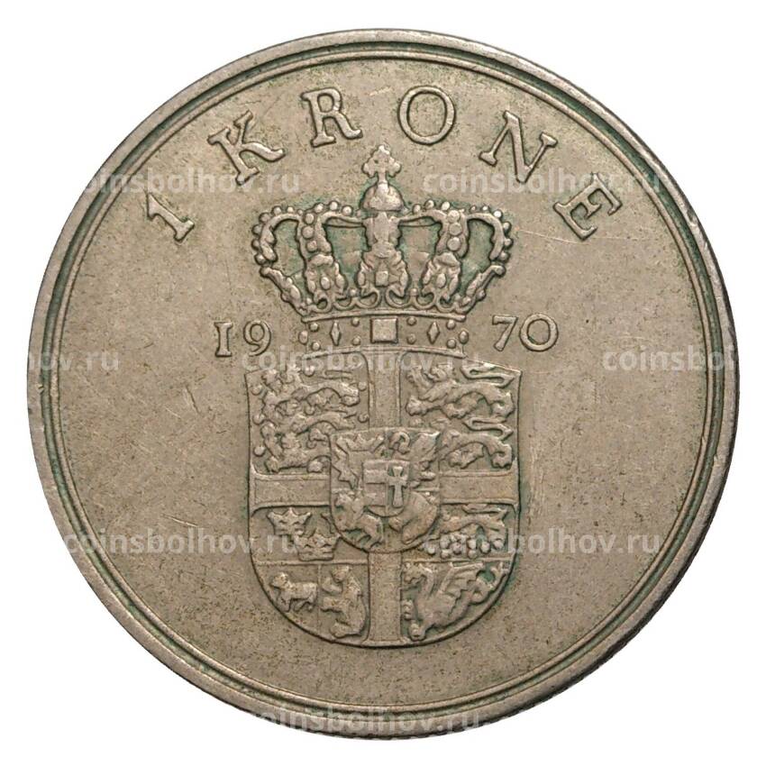 Монета 1 крона 1970 года Дания