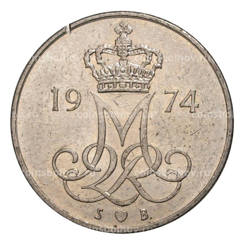 Монета 10 эре 1974 года Дания