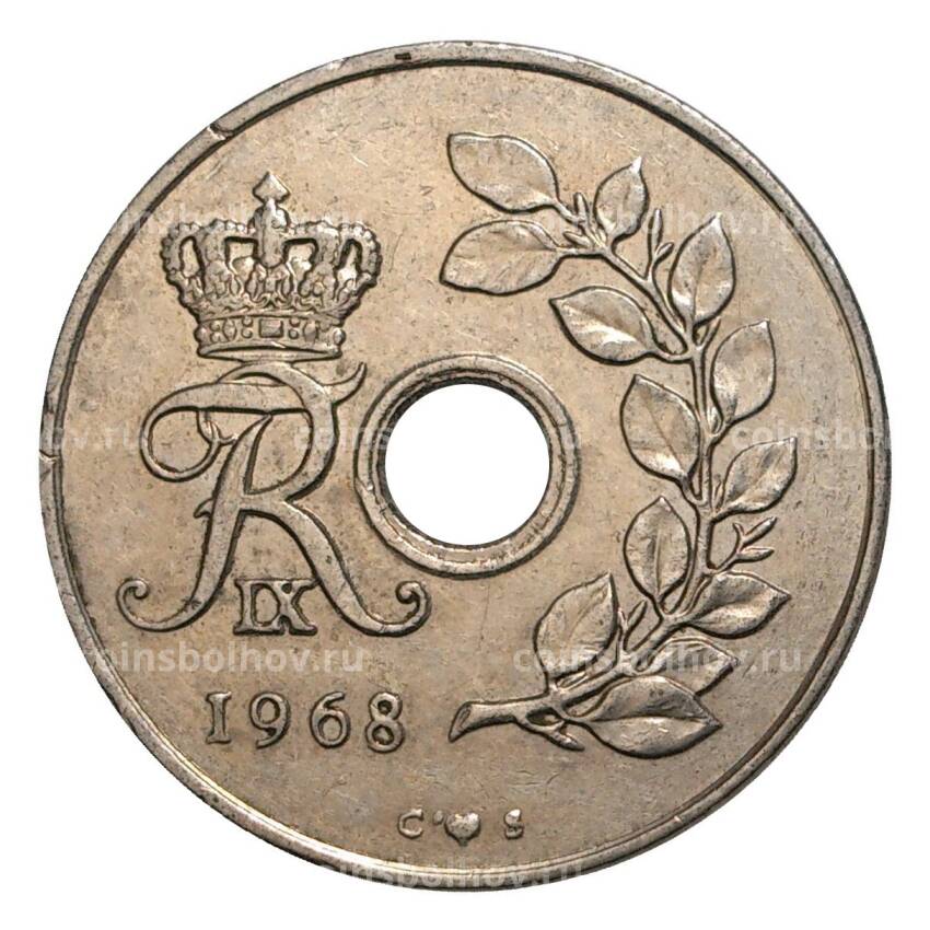 Монета 25 эре 1968 года Дания