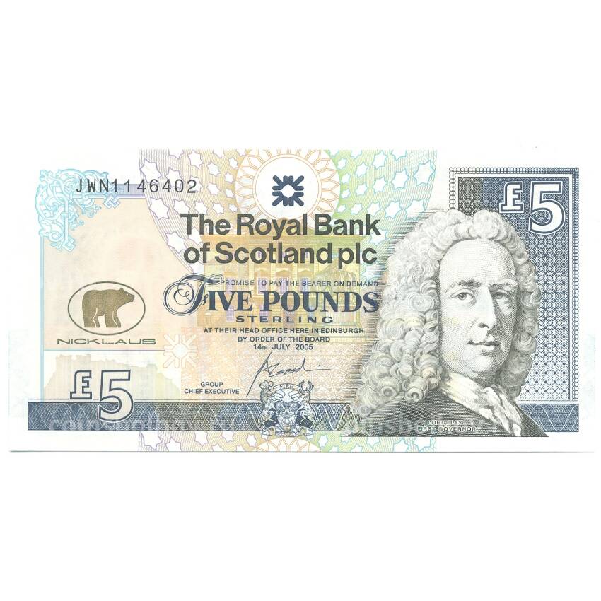 Банкнота 5 фунтов 2005 года Шотландия — Джек Никлаус