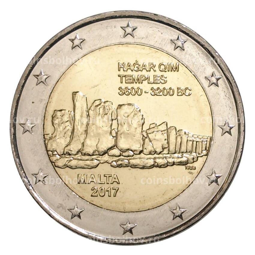 Монета 2 евро 2017 года Доисторические города Мальты — Хаджар-Ким