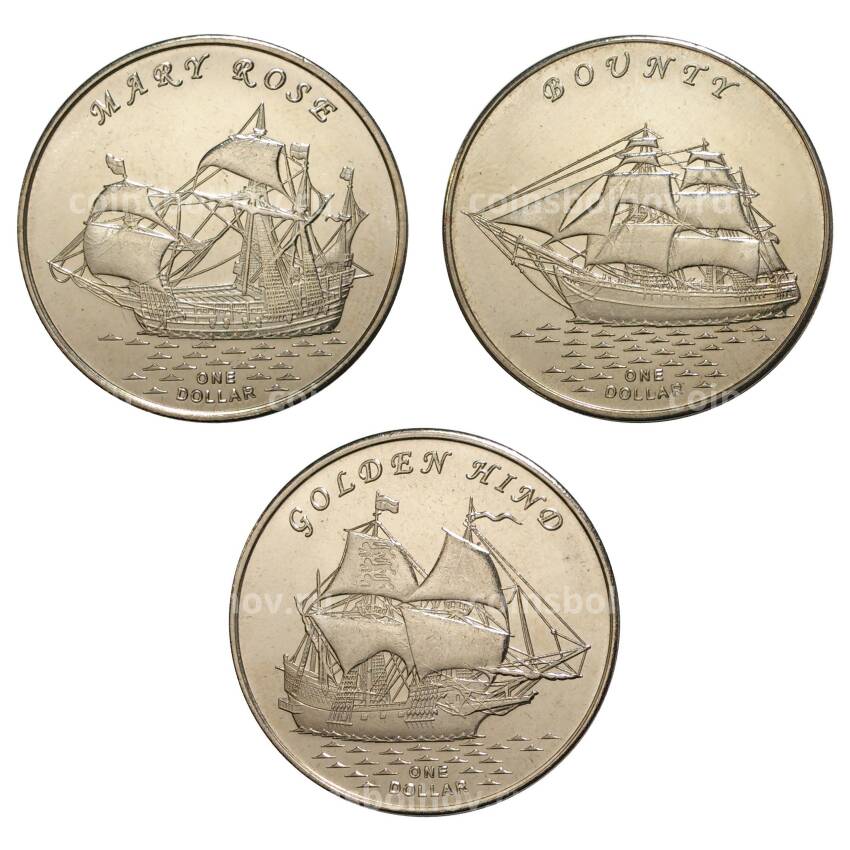 Набор монет 1 доллар 2015 года Острова Гилберта — Парусники