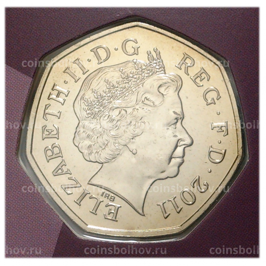Монета 50 пенсов 2011 года XXX летние Олимпийские Игры в Лондоне — Академическая гребля (в буклете) (вид 4)