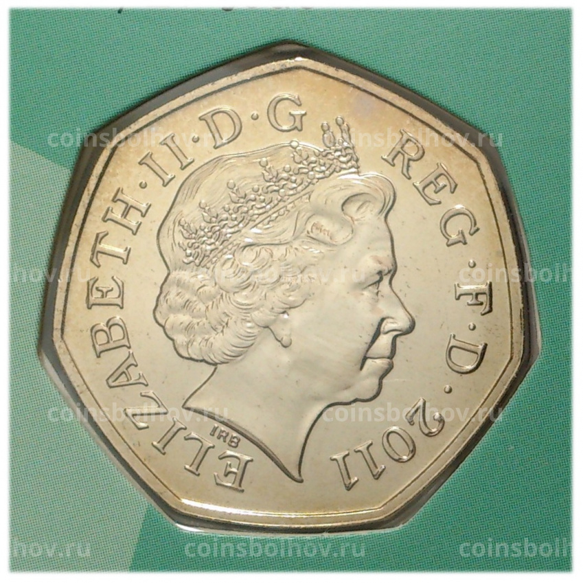 Монета 50 пенсов 2011 года XXX летние Олимпийские Игры в Лондоне — Тяжелая атлетика (в буклете) (вид 4)