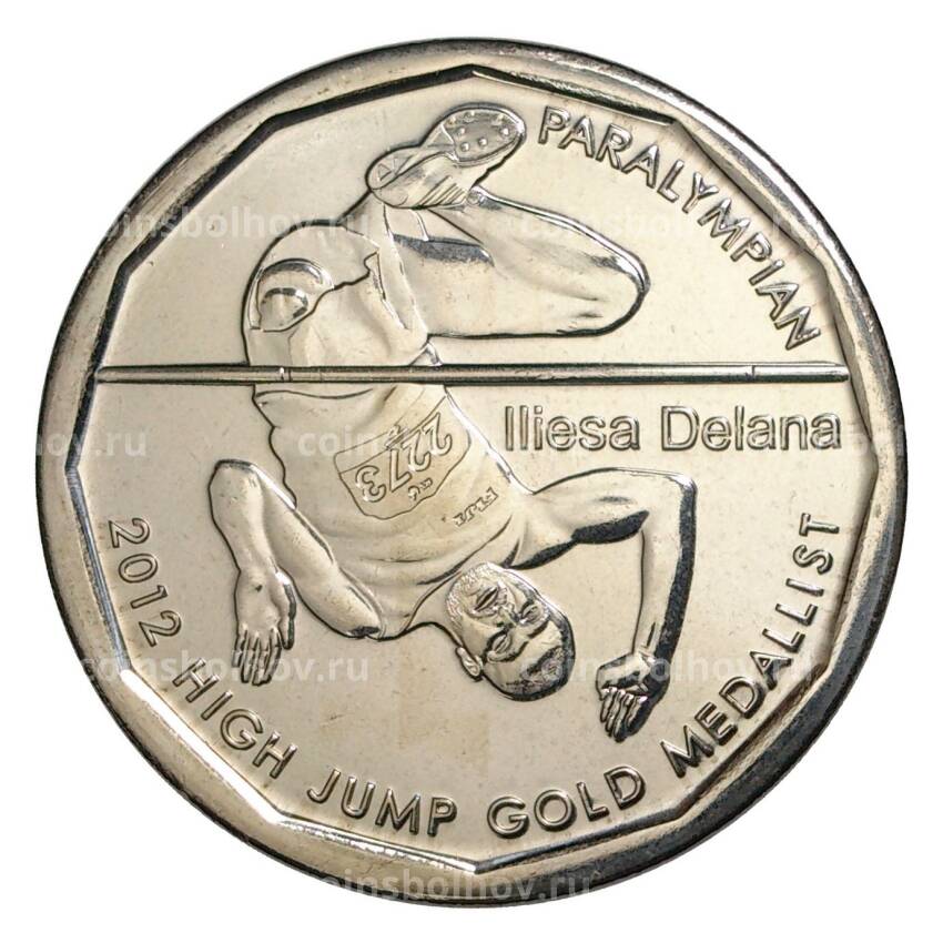Монета 50 центов 2013 года Фиджи — Илиеза Делана (Паралимпиада 2012)
