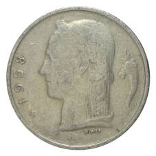 Монета 1 франк 1958 года Бельгия — Надпись на французском (BELGIQUE) (аверс)