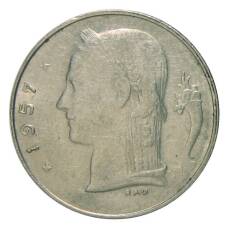 Монета 1 франк 1957 года Бельгия — Надпись на фламандском (BELGIE) (аверс)