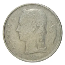 Монета 1 франк 1952 года Бельгия — Надпись на французском (BELGIQUE) (аверс)
