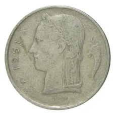Монета 1 франк 1951 года Бельгия — Надпись на фламандском (BELGIE) (аверс)