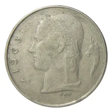 Монета 1 франк 1963 года Бельгия — Надпись на французском (BELGIQUE) (аверс)