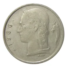 Монета 1 франк 1966 года Бельгия — Надпись на французском (BELGIQUE) (аверс)