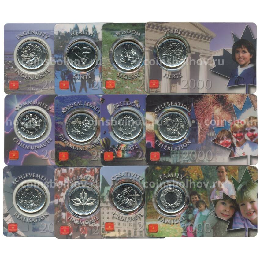 Набор монет 25 центов 2000 года Канада — Миллениум (в буклетах)