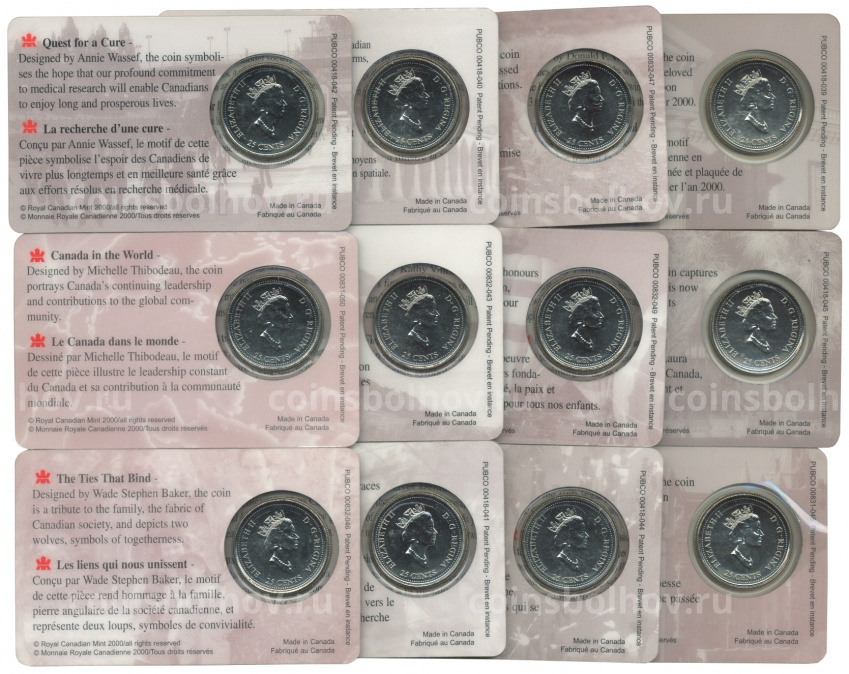 Набор монет 25 центов 2000 года Канада — Миллениум (в буклетах) (вид 2)