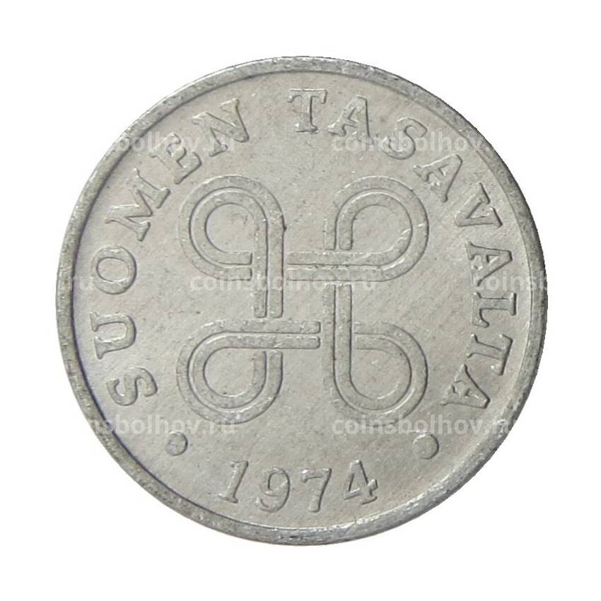 Монета 1 пенни 1974 года Финляндия