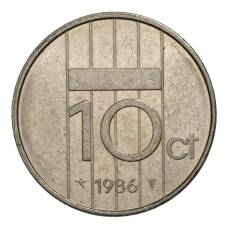 Монета 10 центов 1986 года Нидерланды (аверс)
