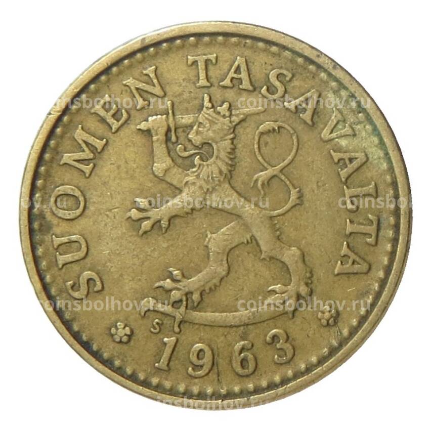Монета 10 пенни 1963 года Финляндия