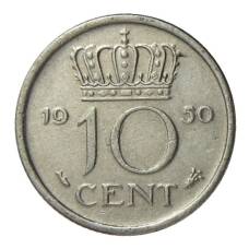 Монета 10 центов 1950 года Нидерланды (аверс)