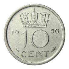 Монета 10 центов 1956 года Нидерланды (аверс)