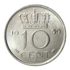 Монета 10 центов 1959 года Нидерланды (аверс)